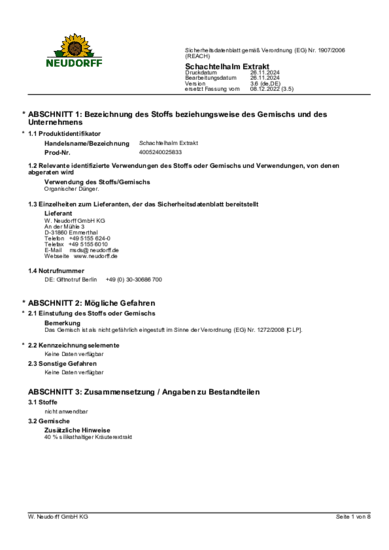 Schachtelhalm Extrakt Sicherheitsdatenblatt 2024-11 de-DE