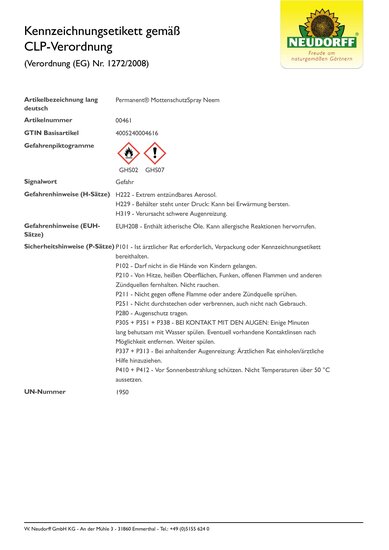 Permanent MottenschutzSpray Neem