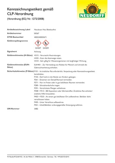 Neudosan Neu Blattlausfrei